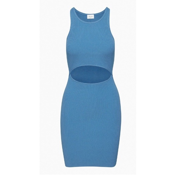 Wilfred Free Dresses & Skirts - Aritzia Wilfred Free Cut-Out‎ Knit Tank Mini Dress Blue Fitted Large Bodycon